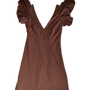 Birdy Grey Brown Puff Sleeve Maxi Dress